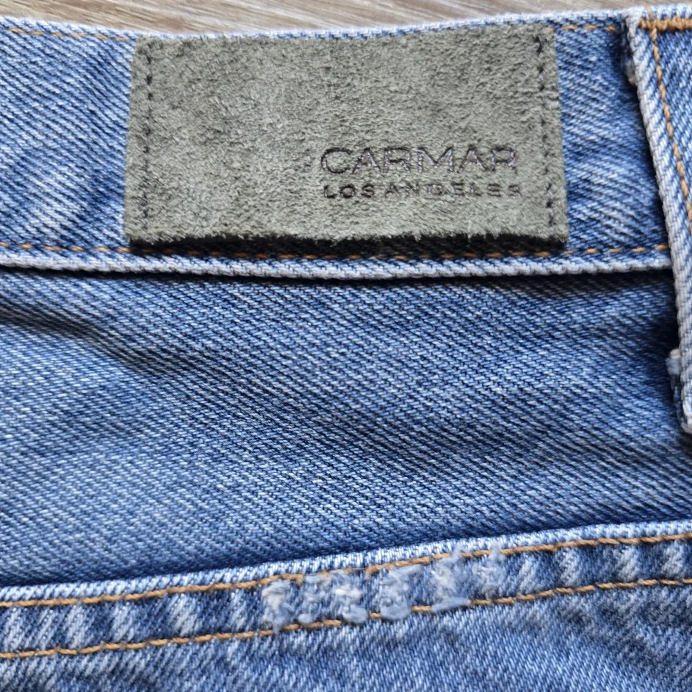 CARMAR Denim Distressed Zip Front Skirt Size 30 Waist NWOT